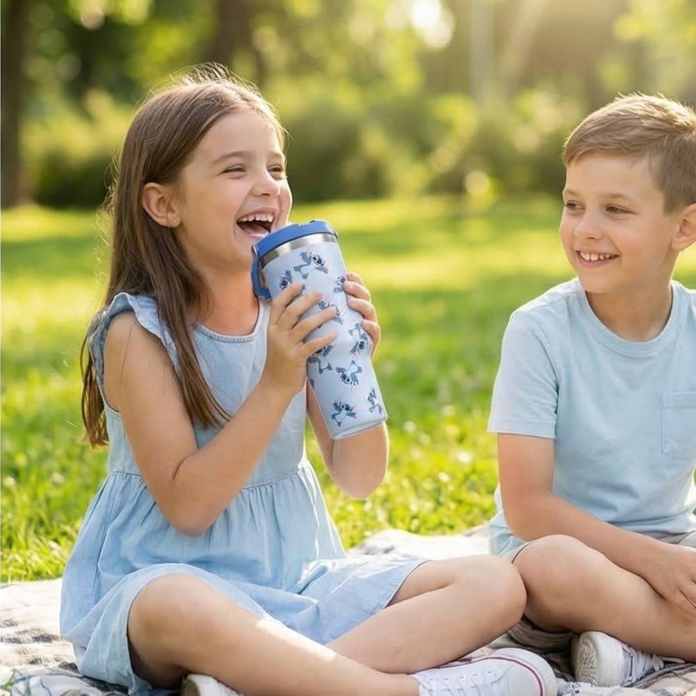 Disney Blue Floral Kids Tumbler with Navy Lid